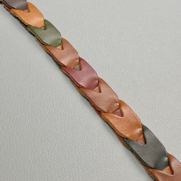 FOSSIL Multi-Color Link Leather Belt  Gold Buckle Women’s Small 24”-28” Waist - Picture 2 of 7